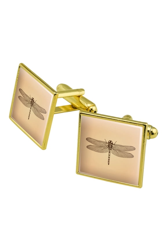 Dragonfly Vintage Insect Square Cufflink Set - Silver or Gold