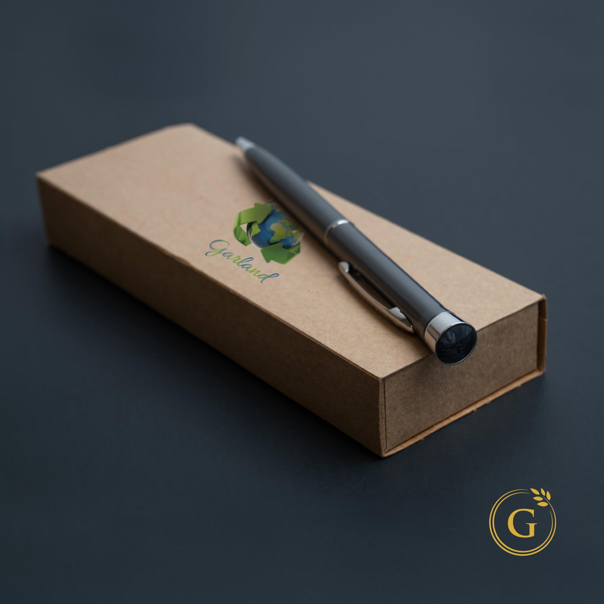 Garland Recycled Metal Twist Pen- Made in USA- Eco-Friendly Pen for Executive Desk Gifts, Professional, Post-Consumer Recycled Metal With Recycled Gift Box, Refillable- Chrome