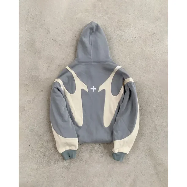 Hip Hop Spliced Streetwear Nl25h Zipper Hoodie Mens Y2K Oversized
