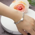 thumbnail image 2 of 555Jewelry 4mm Adjustable Stainless Steel Puffed Heart Charm Dainty Bead Chain Bracelets for Women & Girls, 7.5 Inch, Silver, 2 of 8
