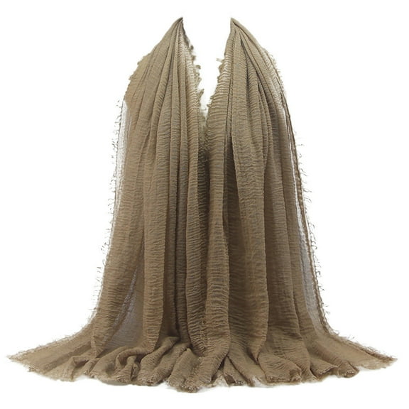 Beugl Women Scarf Clearance, Premium Viscose Maxi Crinkle Cloud Hijab Scarf Shawl Soft Islam Muslim Kh19# Hair Scarf for Women Khaki One Size