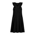 thumbnail image 5 of ZHOGXU Women's Dresses Summer Flying Sleeve V Neck Solid Color Comfortable Flowy Swing Dress With Pockets For Casual Daily Wear,Black,Xl, 5 of 6