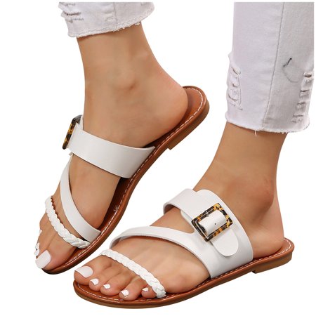 

Boho Slide Sandals for Women Girls Dressy Low Wedge Sandal Casual Open Toe Flat Sandals Summer Beach Slip on Sandals Platform Sandals