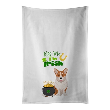 Carolines Treasures WDK4914WTKT Red Cardigan Corgi St. Patricks Day White Kitchen Towel Set of 2 Dish Towels 19 X 25