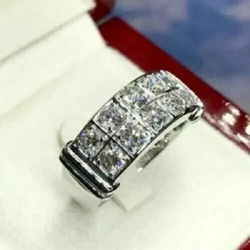 2.50Ct Round Lab Created Diamond Men's Pinky Band Ring 14K White Gold Plated Silver
