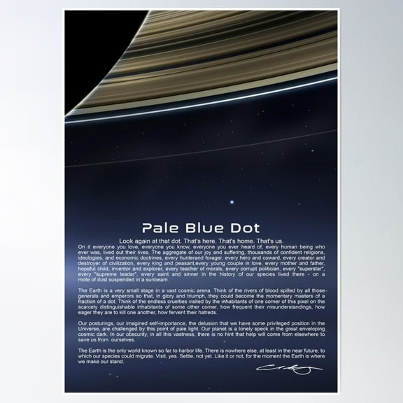 Pale Blue Dot - Carl Sagan Poster Wall Art, Modern Wall Decor, 8x12 UNFRAMED