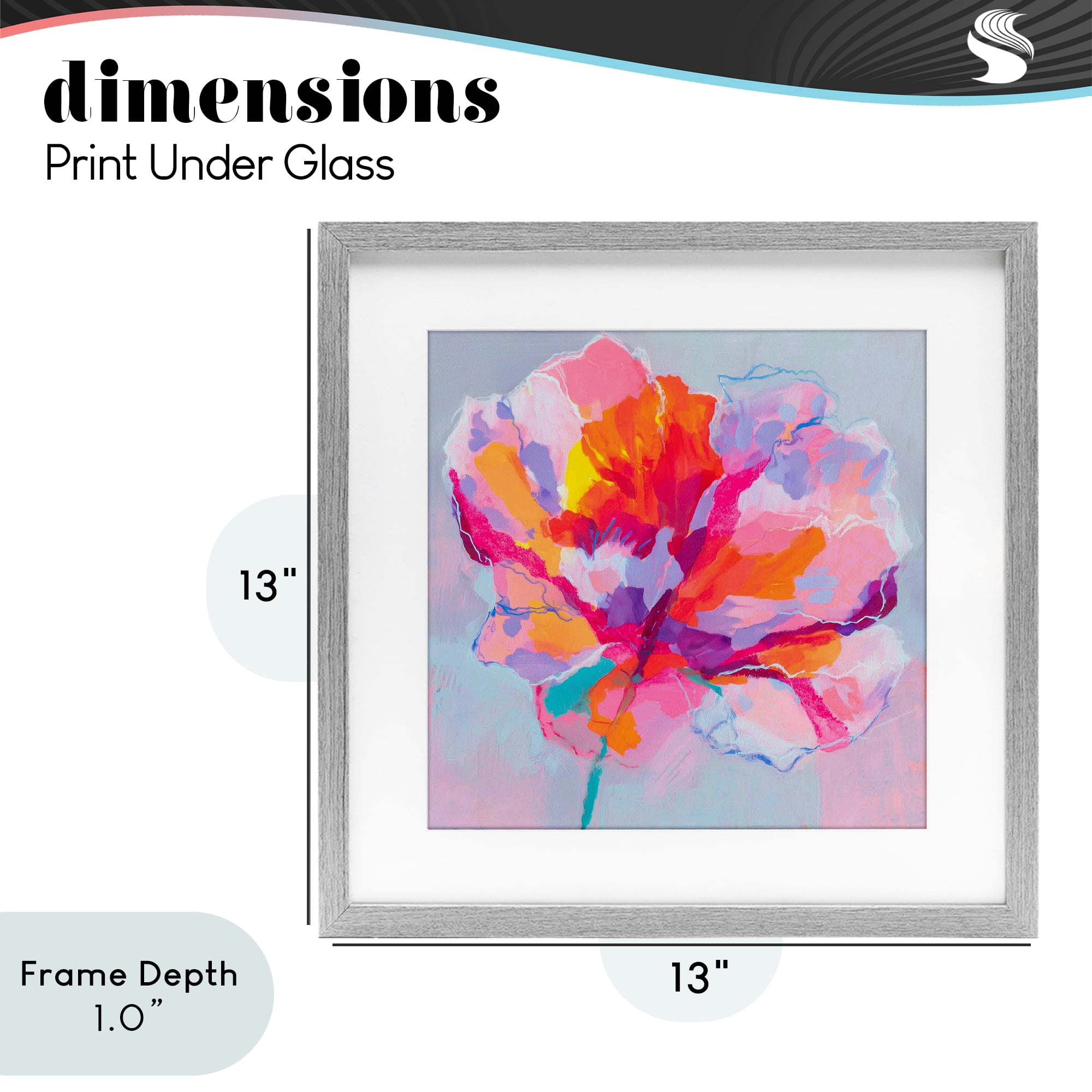 Stupell Industries The Open Petal Expression Gray Framed Print Under Glass, design by Chromatic Storm Studio