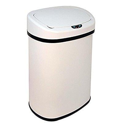 new white 13-gallon touch free sensor automatic touchless trash can kitchen office