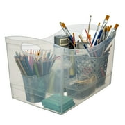 Mainstays Clear Plastic Utility Storage Bin Organizer with Built-In Handles, Large Storage Container for Pantry, Closet, Cabinet and Shelf Organization, 15.3 x 10.4 x 9.8