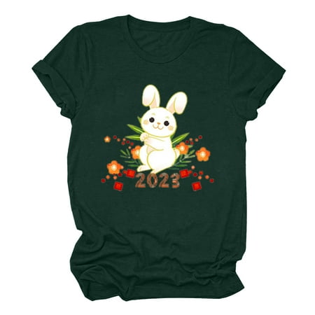 

Crop Tops for Women Sequin Tops for Women Women s Cash Round Neck Fashion Large Size Short Sleeved T-shirt 2023 New Year Funny Pattern Printed Top High Top Women Maternity Tops Arrival Green L