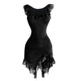 thumbnail image 3 of QATAINLAV Womens Vintage Lace Gothic Punk Dresses Asymmetrical Bodycon Mini Dress for Evening Cocktail Party, Black, XXL, 3 of 9