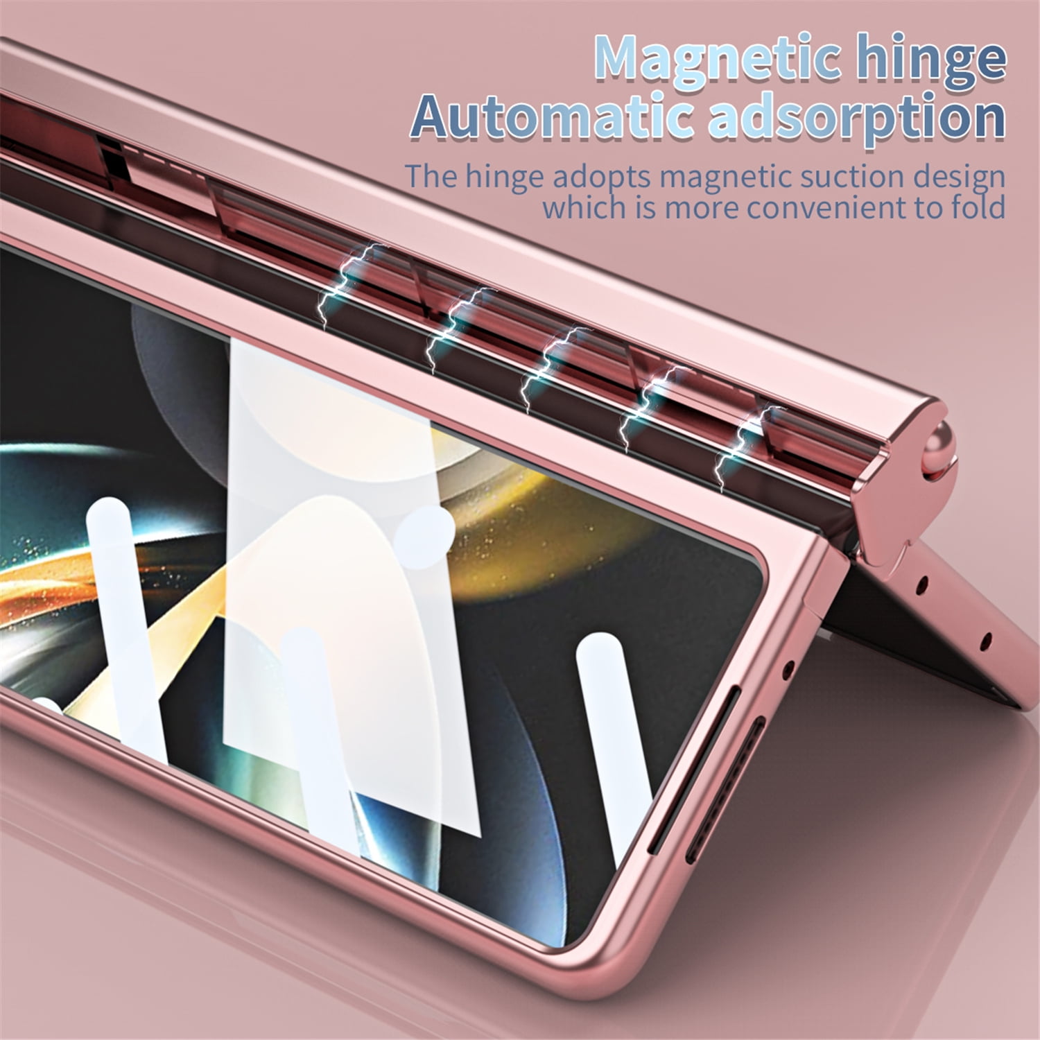 Allytech for Samsung Galaxy Z Fold 4 Case with S Pen Holder, [Come with S Pen Fold Edition] Drop Proof Kickstand All-inclusive Plating Folding Phone Case Cover for Samsung Z Fold 4 5G 2022, Rosegold