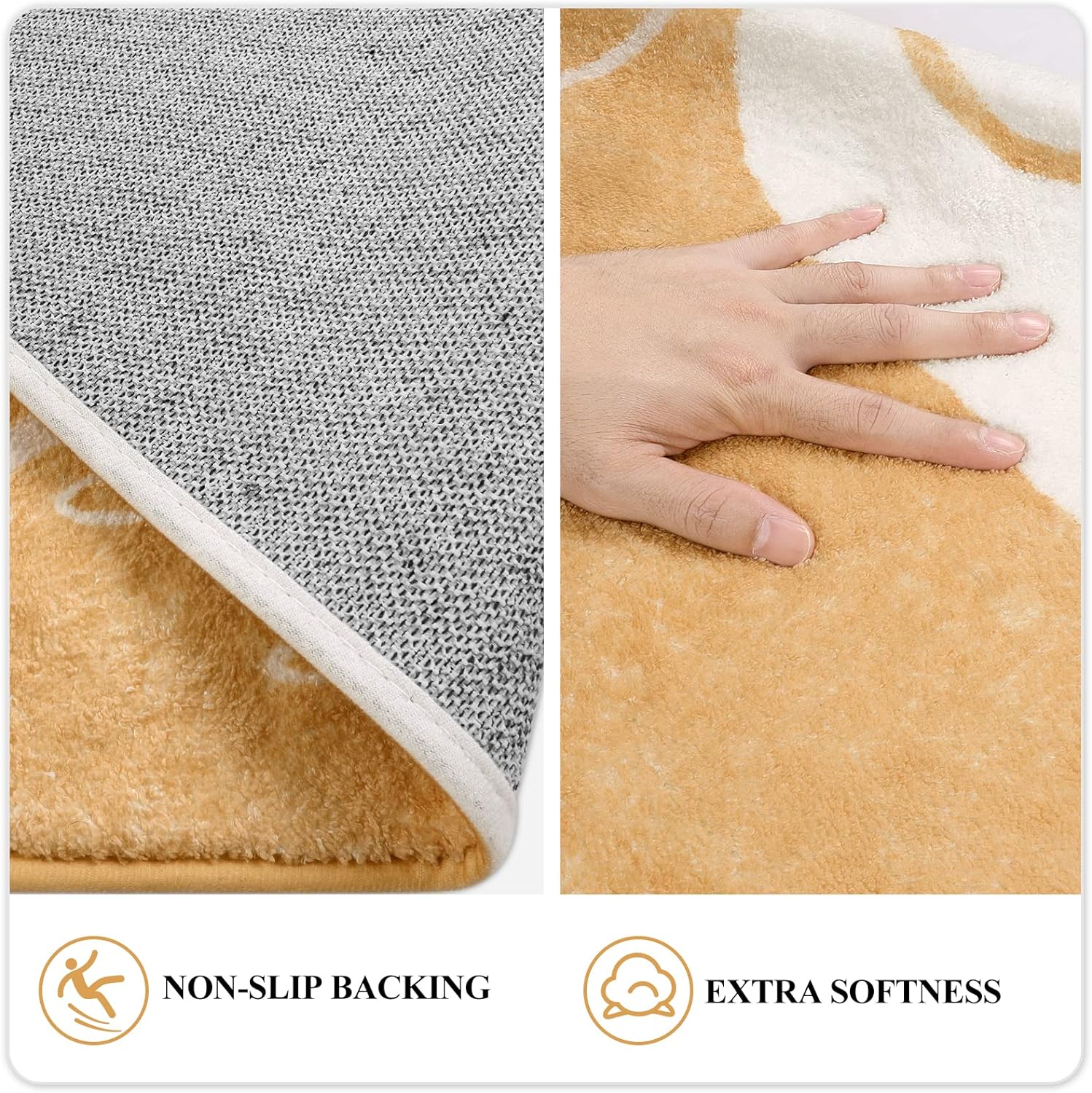 Moynesa 9'x12' Machine Washable Area Rugs,Yellow Non-Slip Large Living Room Rug Lightweight Throw Soft Carpet for Bedroom, Boho Botanical Print Ultra-Thin Indoor Rug for Dining Room
