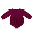 thumbnail image 1 of ITFABS Baby Spring Romper, Long Ruffle Sleeve Solid Color Back Buttons Romper, 1 of 6