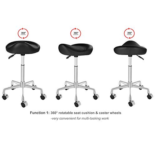 Kaleurrier Ergonomic Rolling Swivel Saddle Stool with Wheels,Hydraulic