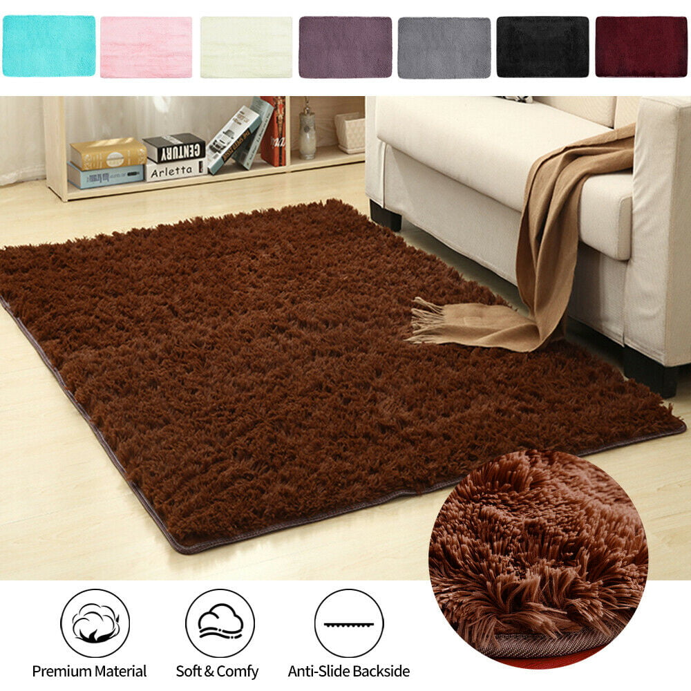 Fluffy Rugs Anti-Skid Shaggy Area Rug Carpet Dining Room Floor Mat Bedroom  Home 