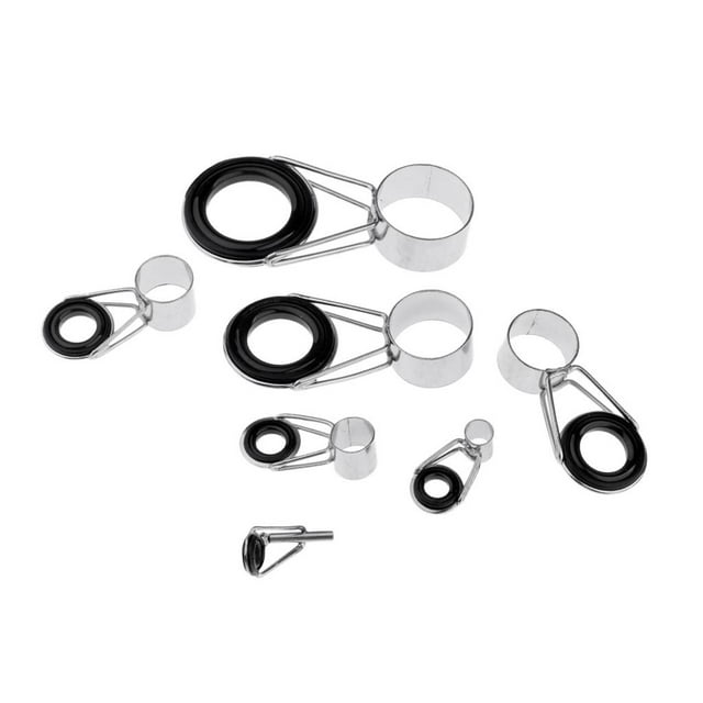Paquete de 7 Anillos de Cerámica, de Reparación de Varilla de Repuesto para Anillo de Caña de Pescar Suave , Tipo A 7 tamaños, 4 5 6 8 11 15 20 mm Cola Guías de caña de pescar