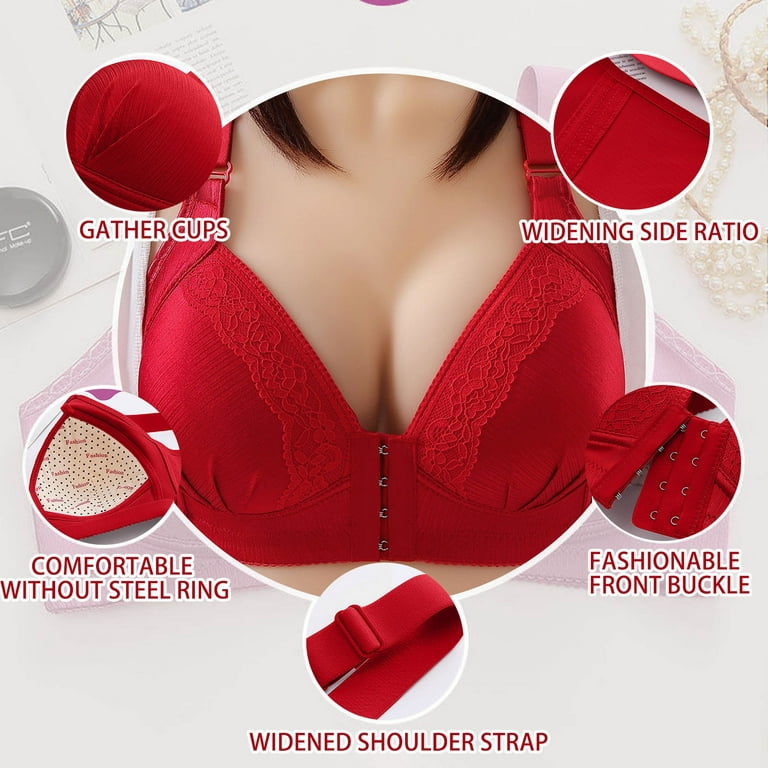 S LUKKC LUKKC Front Close Shaping Wirefree Bras for Women Plus Size  Post-Surgery Front Closure Brassiere Comfort Full-Coverage Bralette  Wireless Adjustable Bra Everyday Underwear Clearance! 