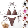 thumbnail image 2 of Qingpeng Two Piece Triangle Bikini Sets for Women String Bathing Suit Halter Top with Side Tie Bikini Bottom, 2 of 7