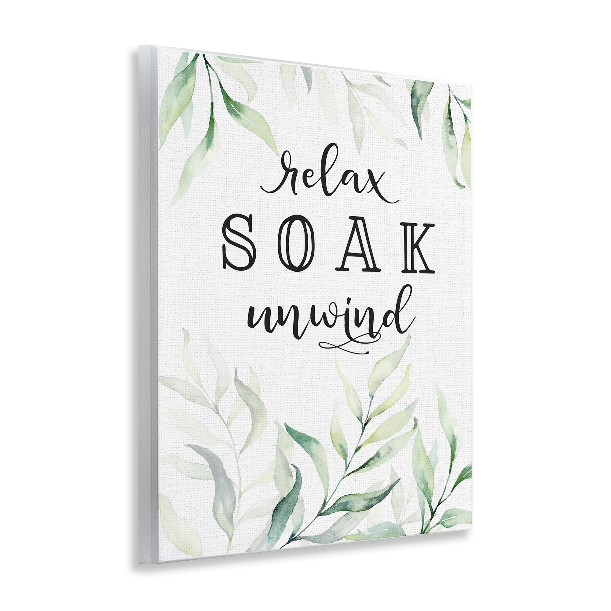 Soak & Unwind with Leaves Wall Plaque Art, design by Lettered and Lined