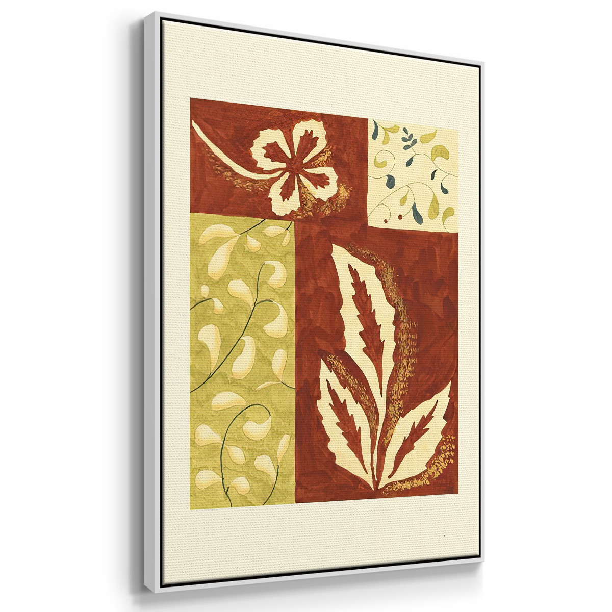 Festive Floral I - Framed Gallery Wrapped Holiday Canvas - 25 x 37 - White Frame