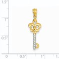 thumbnail image 2 of 14k Yellow Gold Rhodium Plated Diamond Cut Fleur de lis Key Pendant, 2 of 3