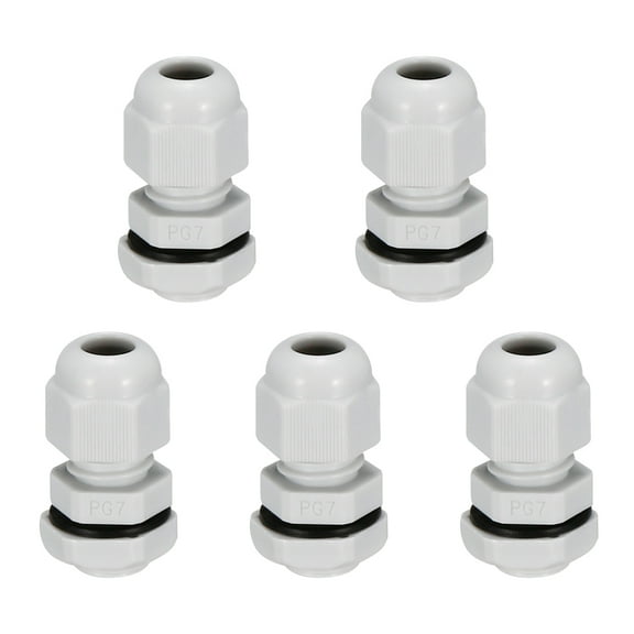 5Pcs PG7 Cable Gland Waterproof Joint Adjustable White for 3mm-6.5mm Dia Wire