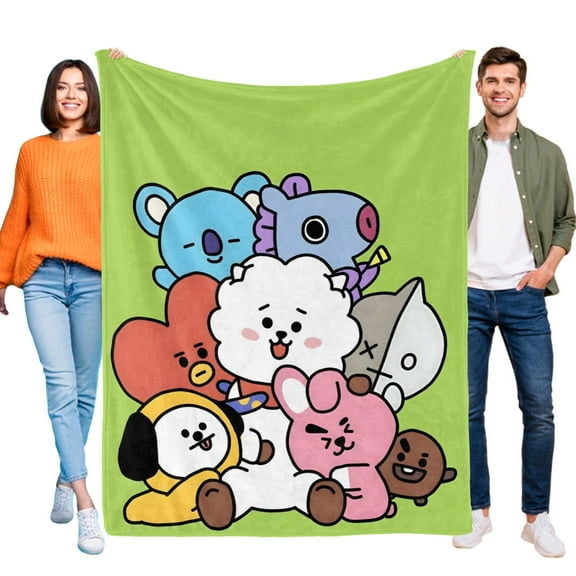 BT21 Flannel Blanket 50*60 in inch Soft And Comfortable With Clear Patterns And Easy Cleaning