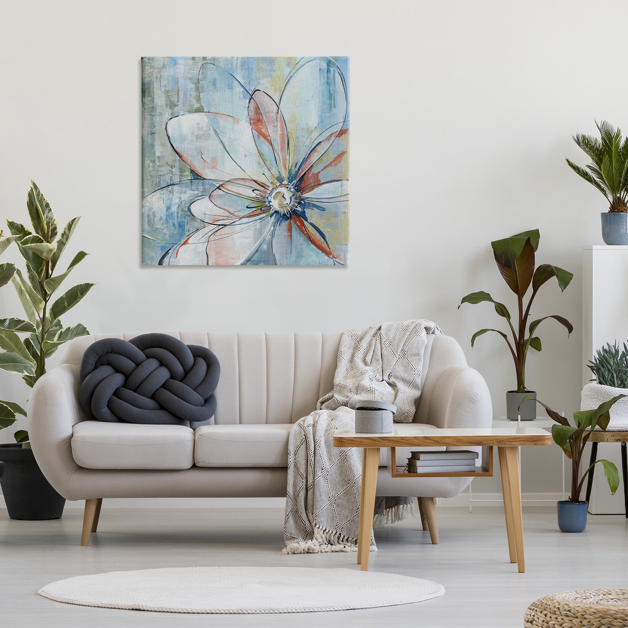 Stupell Industries Modern Collaged Flower Botanical & Floral Painting Gallery Wrapped Canvas Art Print Wall Art, 36 x 36