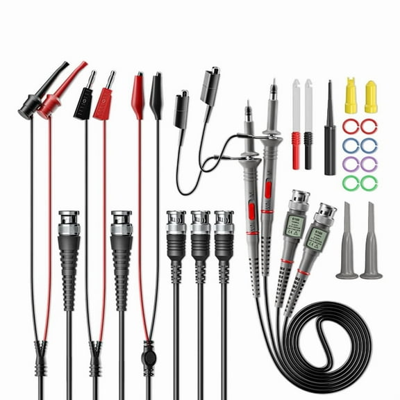 CKT014 Universal Oscilloscope Probes with Accessories Kit 100MHz 1X 10X with BNC Test Leads with Wire Piercing Probe,1 * Oscilloscope kit,As Shown