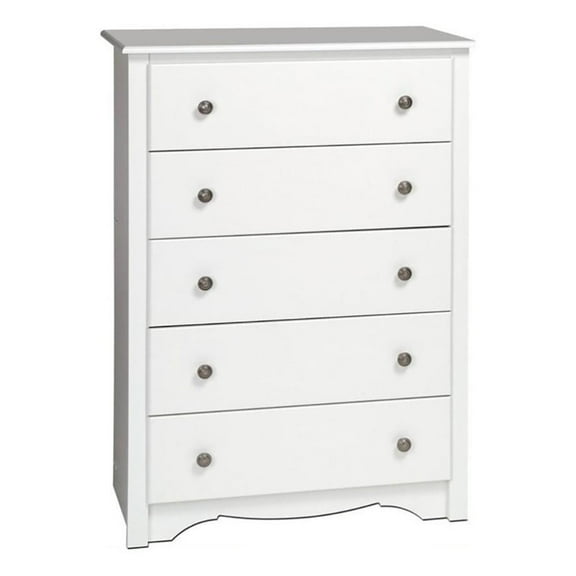 Kingfisher Lane 5 Drawer Wood Bedroom Chest in White