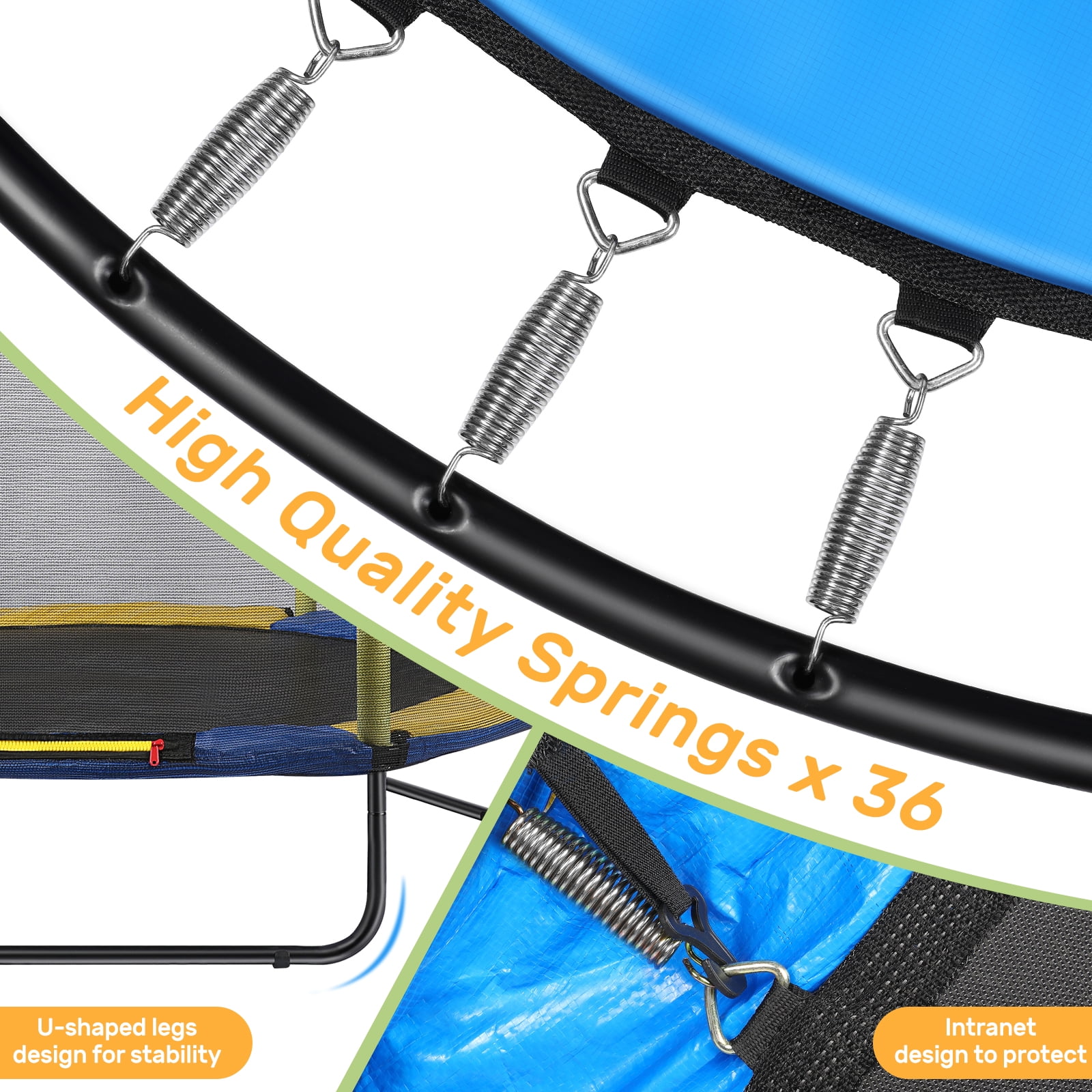 Fenbeli 60'' Kids Trampoline with Safety Net, Basketball Hoop & Dartboard, Indoor Outdoor Toddler Trampoline for Ages 1-8