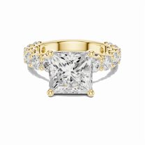 Zuwelria 3.00 CTW Princess Shape | D/VVS1 Moissanite Diamond Engagement Ring - Promise Rings for Women | Solid 18K Yellow Gold Plated Silver Size 6