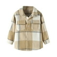 thumbnail image 2 of Cethrio Boys Button Down Shirts, Cotton Long Sleeve Plaid Spring Fall Tops Khaki Size 5-6 T, 2 of 8