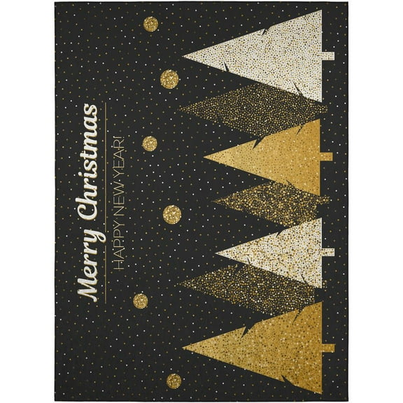 Addison Rugs Indoor/ Outdoor Cozy Winter Black Washable Christmas New Year Rug 5' x 7'6" - Black