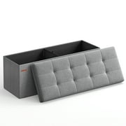 SONGMICS 43" Folding Storage Ottoman Bench Holds up to 660 lb For Living Room Light Gray