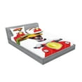 thumbnail image 2 of Ambesonne Animal Fitted Sheet & Pillow Sham Set, Dog Driving a Motorcycle, Queen, Red, 2 of 2