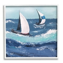 Stupell Sailing Sea Waves Splashing Landscape Painting White Framed Art Print Wall Art