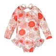 thumbnail image 2 of Xdegoge Toddler Girl Swimsuit Long Sleeve Bathing Suit Print Girls' Beach Swimwear Mesh Toddler Kids Bathing Suit Adjustable Straps Swimwear One Piece Bathing Suit with Sun Protection Beachwear, 2 of 9