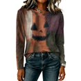 thumbnail image 4 of Halloween Long Sleeve Shirts for Women 2026 Plus Size Funny Cute Vintage Teacher Shirts Casual Holiday Tops Clothes Brown XL, 4 of 5