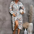 thumbnail image 2 of Herrnalise Women's V-Neck Long Sleeve Loose Printed Knee Length Dresses S-2XL, 2 of 5