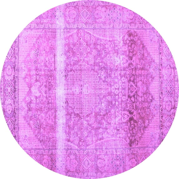 Ahgly Company Indoor Round Abstract Purple Contemporary Area Rugs, 8' Round