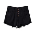 thumbnail image 4 of Blmnix Shorts Women Cut-off Jean Shorts Plus Size Shorts High Black Cotton Shorts for Woman,XXXL, 4 of 5