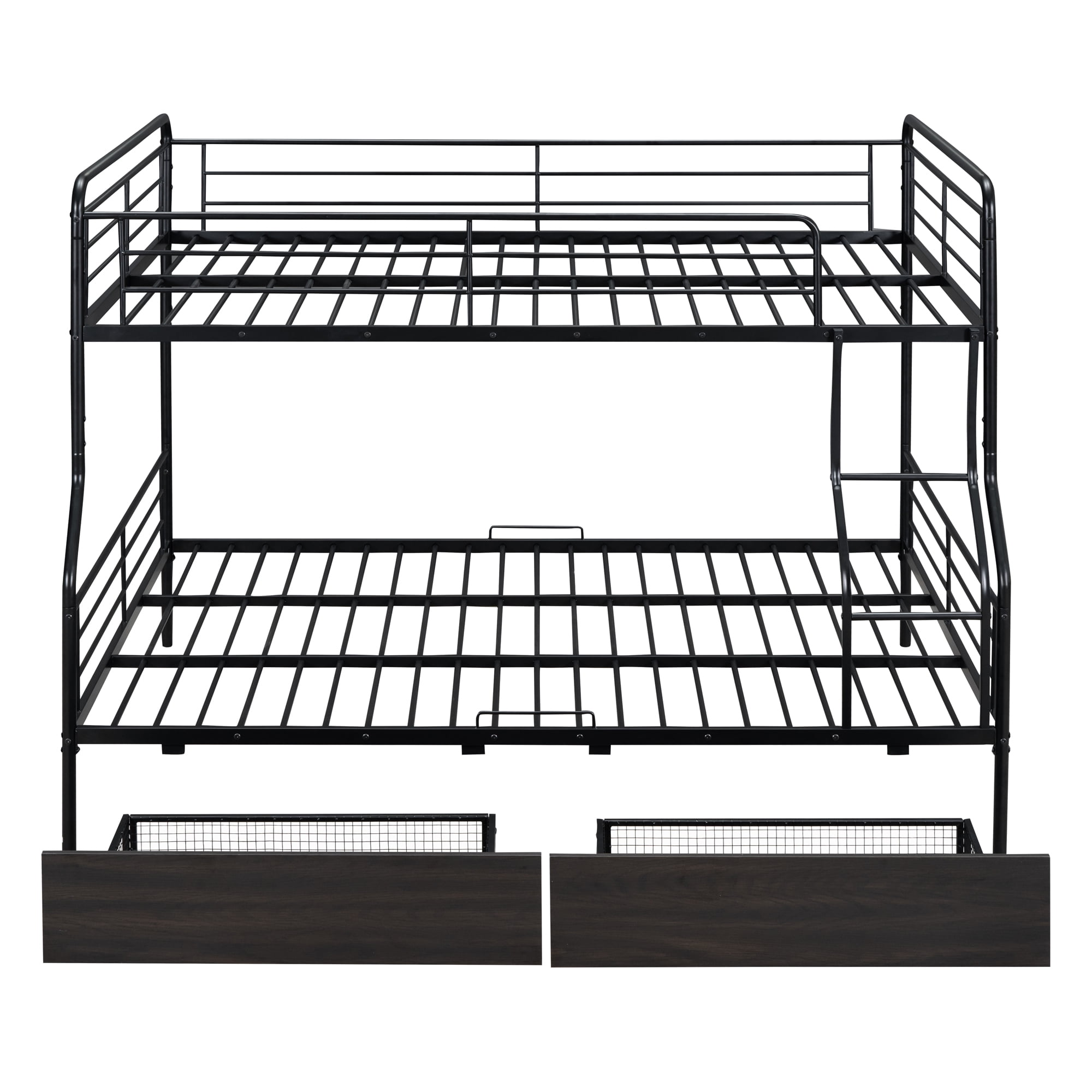Aukfa Full XL over Queen Metal Bunk Bed with 2 Drawers for Teens, Adults, Dorm, Black