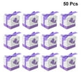 thumbnail image 4 of 50pcs Hearts Design Candy Boxes Square Chocolate Boxes Gift Container with Ribbon for Wedding (Purple), 4 of 8