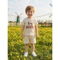 thumbnail image 6 of BemeyourBBs Toddler Baby Boys Big Brother Outfit Infant Baby Boys Summer Clothes Waffled Short Sleeve Letter Embroidery T Shirt Tops and Pockets Shorts Set, 6 of 9