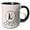 Black/White, variant on 3drose, Diagonal Pink Personal Letter K Monogram Black and White Polka Dots, 11oz Two-tone Green Mug
