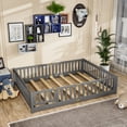 thumbnail image 3 of Miniyam Queen Size Toddler Floor Bed with Fence, Gray, 3 of 8