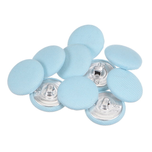 Unique Bargains 10pcs 36L Fabric Cloth Covered Button 23mm Round Metal Shank Sewing Buttons for Suits Dress Blouses, Blue