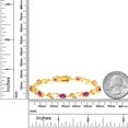 thumbnail image 4 of Gem Stone King 18K Yellow Gold Plated Silver Pink Created Sapphire and Diamond Greek Vine Tennis Bracelet for Women | 4.63 Cttw | 7 inch, 4 of 6